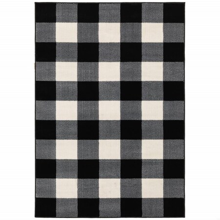 Homeroots 7 x 9 ft. Black Monochromatic Gingham Pattern Indoor Area Rug 388043